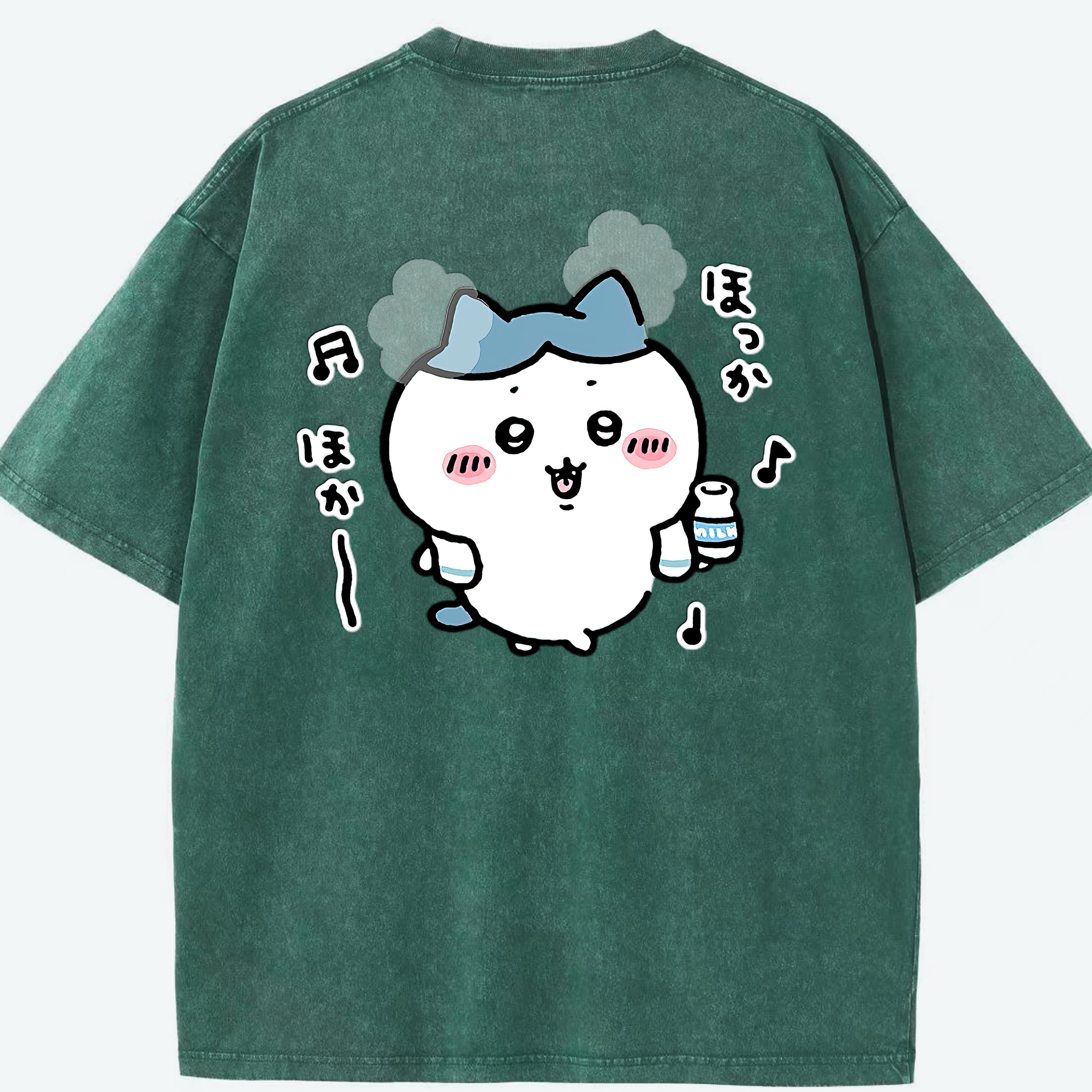 （画像用） ちいかわ ハチワレ Chii-kawa hachiware 綿100% ヴィンテージ風 半袖Tシャツ（背面プリント）